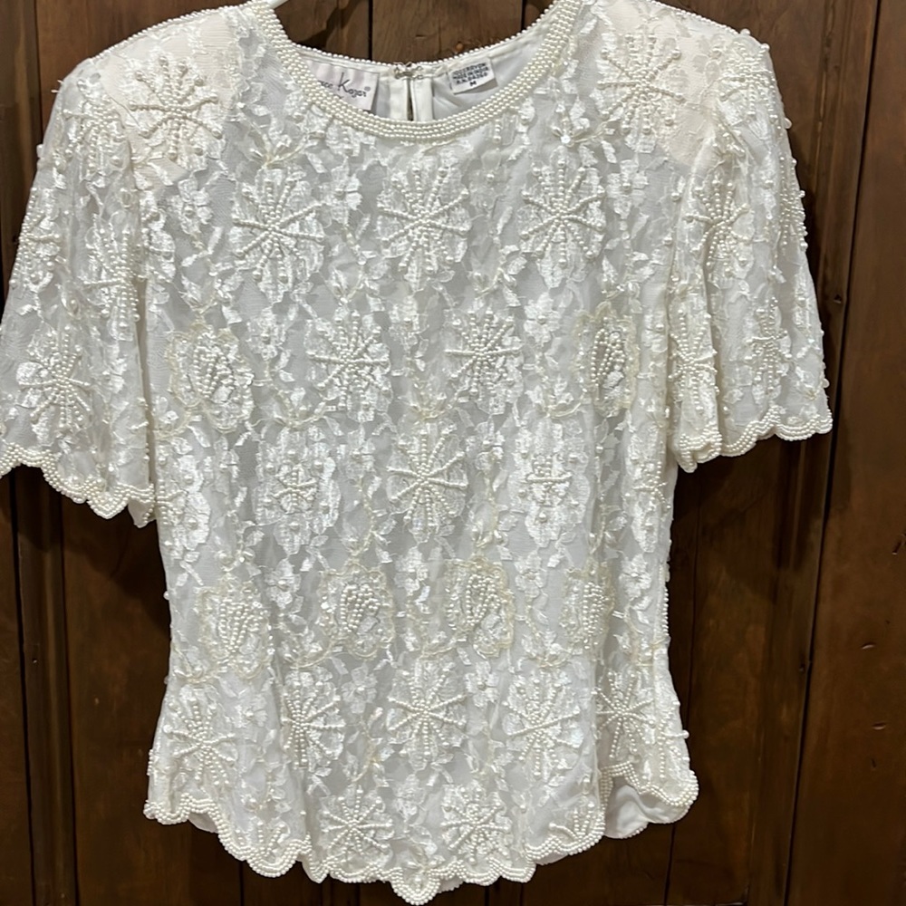 LAWERENCE KAZAR BEADED BLOUSE